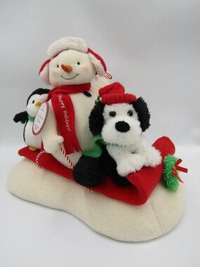 Hallmark Jingle Pals Snow What Fun Sledders Snowman Penguin Dog Movement & Sound